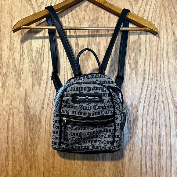 Juicy Couture Monogrammed Black and White Mini Backpack - Picture 1 of 9
